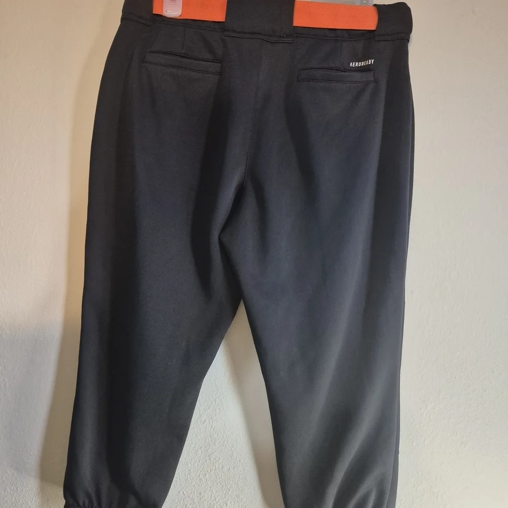 adidas Black Sweatpants with Orange Belt